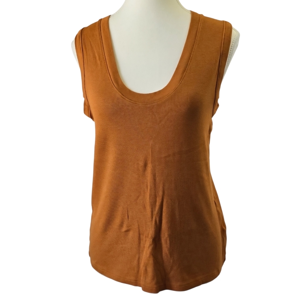 New Day Women’s Brown Scoopneck Ribbed Tank Top – Size XL